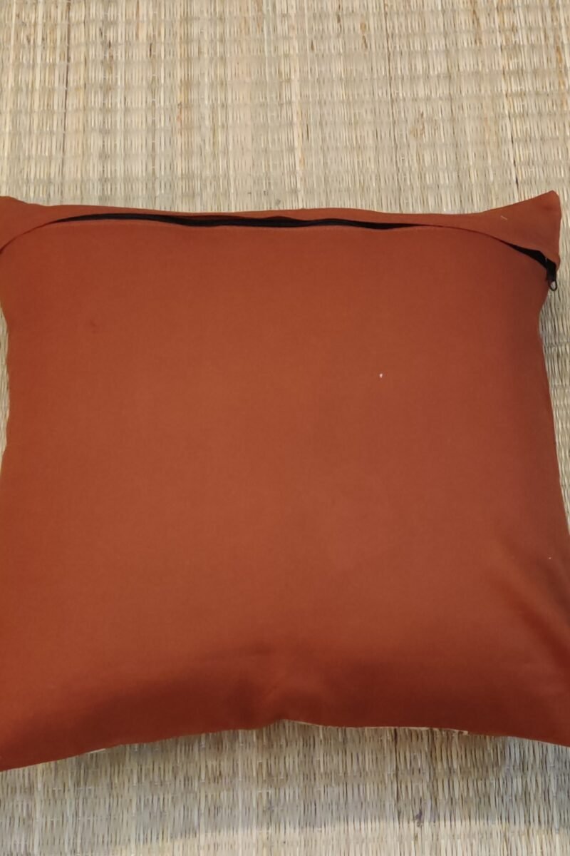 Cozy Cushion: Fawn and Rust With Single Leaf Hand Block Printed Cushion Cover 16" X 16" - Image 7