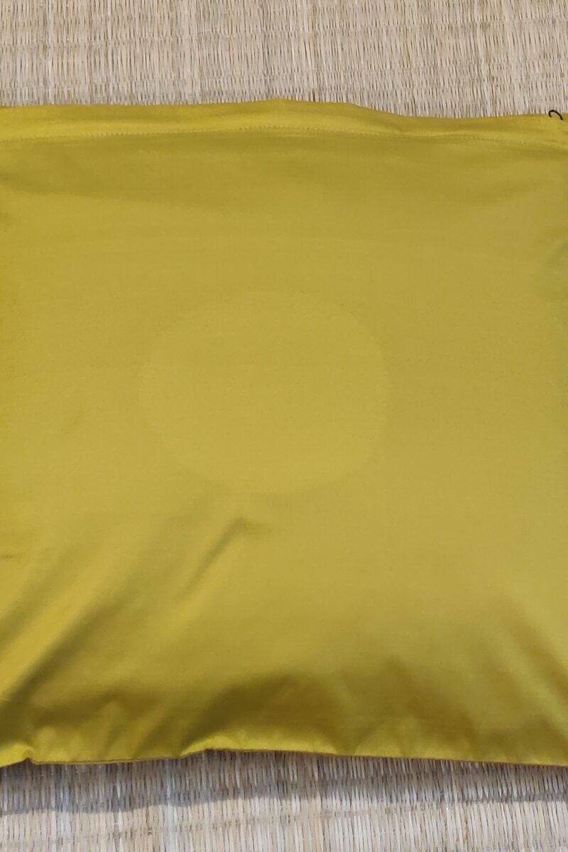 Cozy Cushion: Red Cotton Silk With Yellowish Green Kairi Pattern Cushion Cover 16" X 16" - Image 7