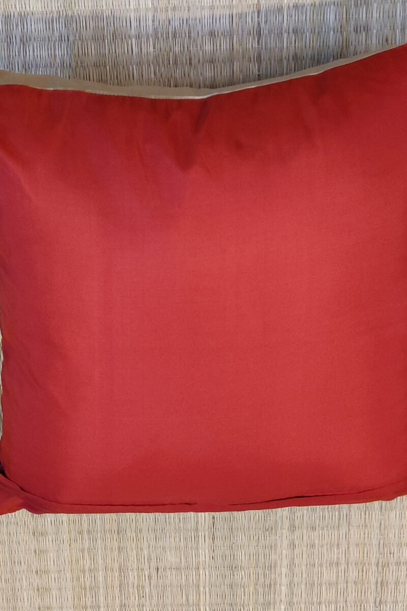 Cozy Cushion: Red Silk With Abstract Gold Diamond Weave Pattern Cushion Cover 16" X 16" - Image 7
