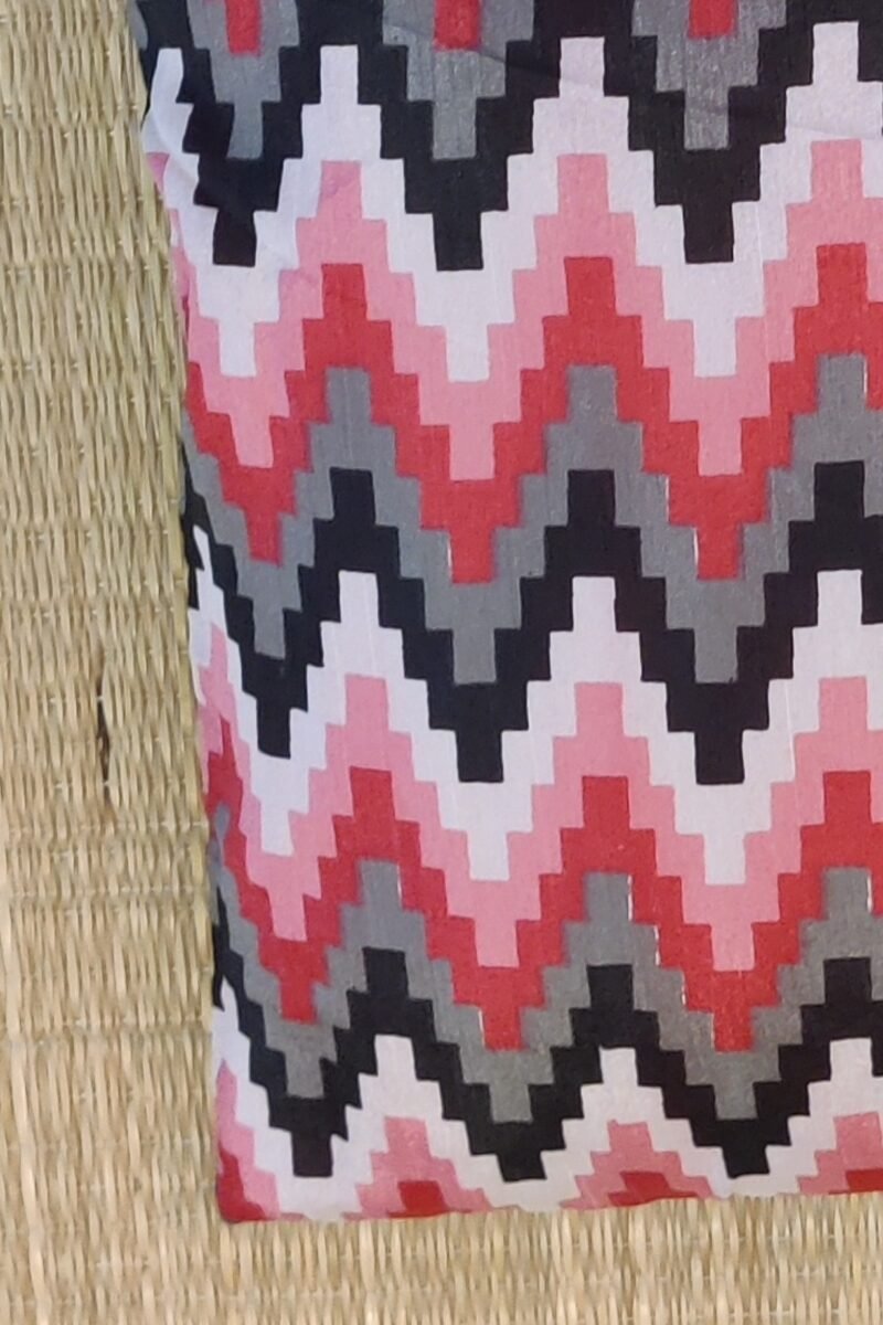 Cozy Cushion: Pink Grey and Black Pattu Silk With Digital Print Cushion Cover 16" X 16" - Image 6