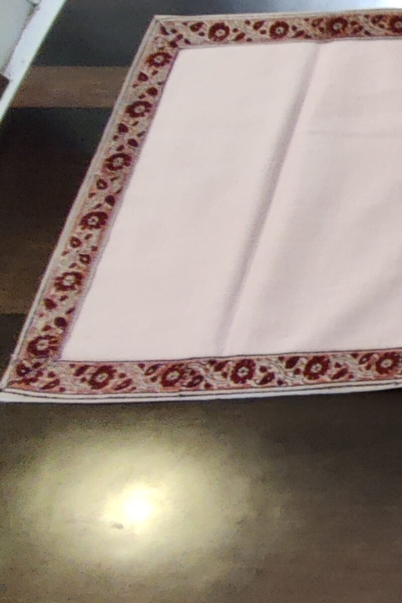 Rustic Runners: Light Biscuit with Thin Kalamkari Print Casement Cotton Runner 14" X 52" - Image 4