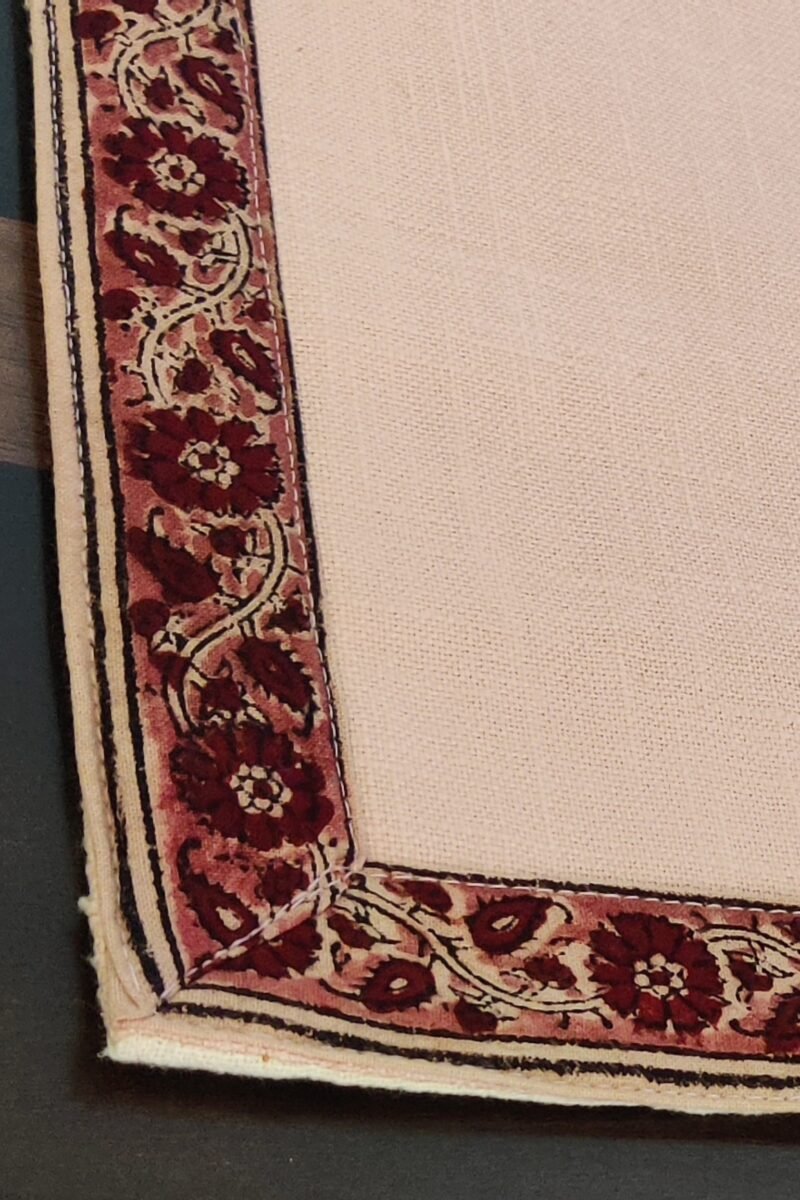 Rustic Runners: Light Biscuit with Thin Kalamkari Print Casement Cotton Runner 14" X 52" - Image 5
