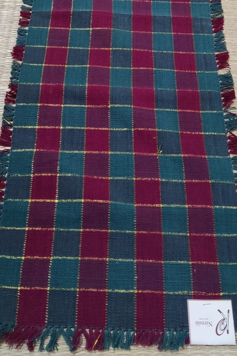 Rustic Runners: Green and Maroon Evergreen Check Cotton Runner 14" X 75" - Image 4