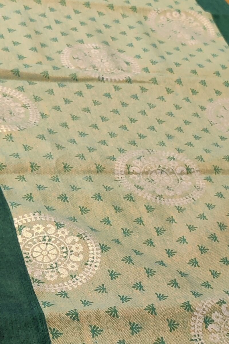 Rustic Runners: Green and Beige Dual Shade Block Printed Cotton Runner 14" X 75" - Image 6