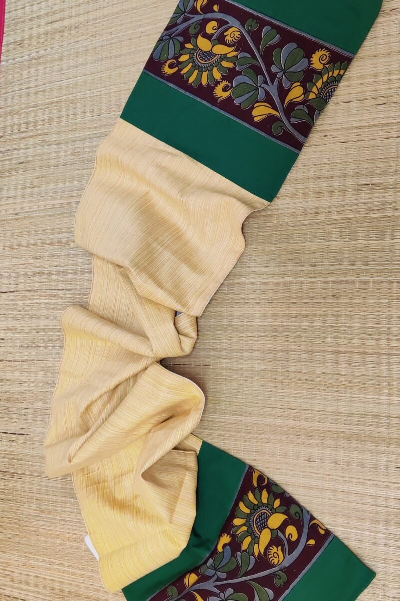 Rustic Runners: Lemon Yellow and Green Striped Cotton Runner 14" X 100" - Image 3