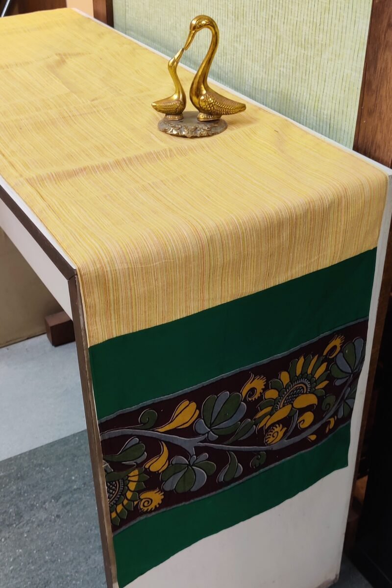 Rustic Runners: Lemon Yellow and Green Striped Cotton Runner 14" X 100"