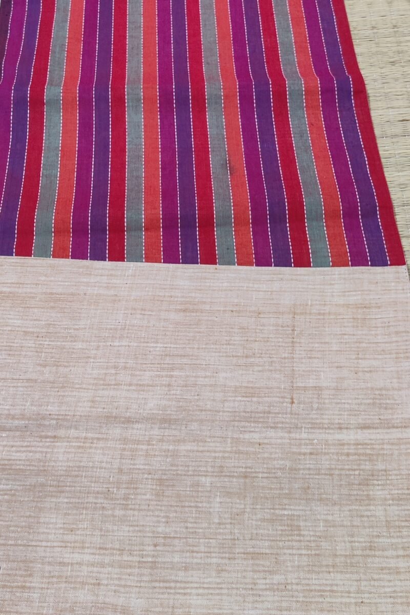 Rustic Runners: Multicolored Mangalgiri Stripe Patter Cotton Runner 14" X 80" - Image 3
