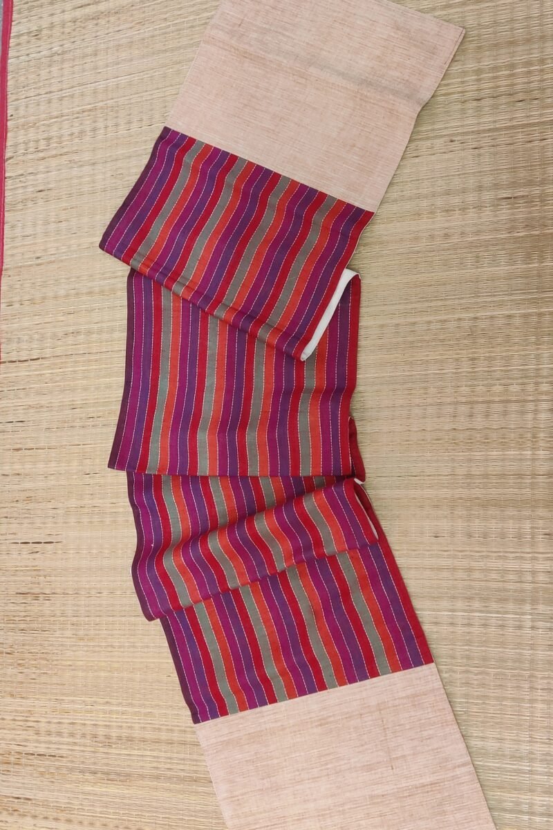 Rustic Runners: Multicolored Mangalgiri Stripe Patter Cotton Runner 14" X 80" - Image 4