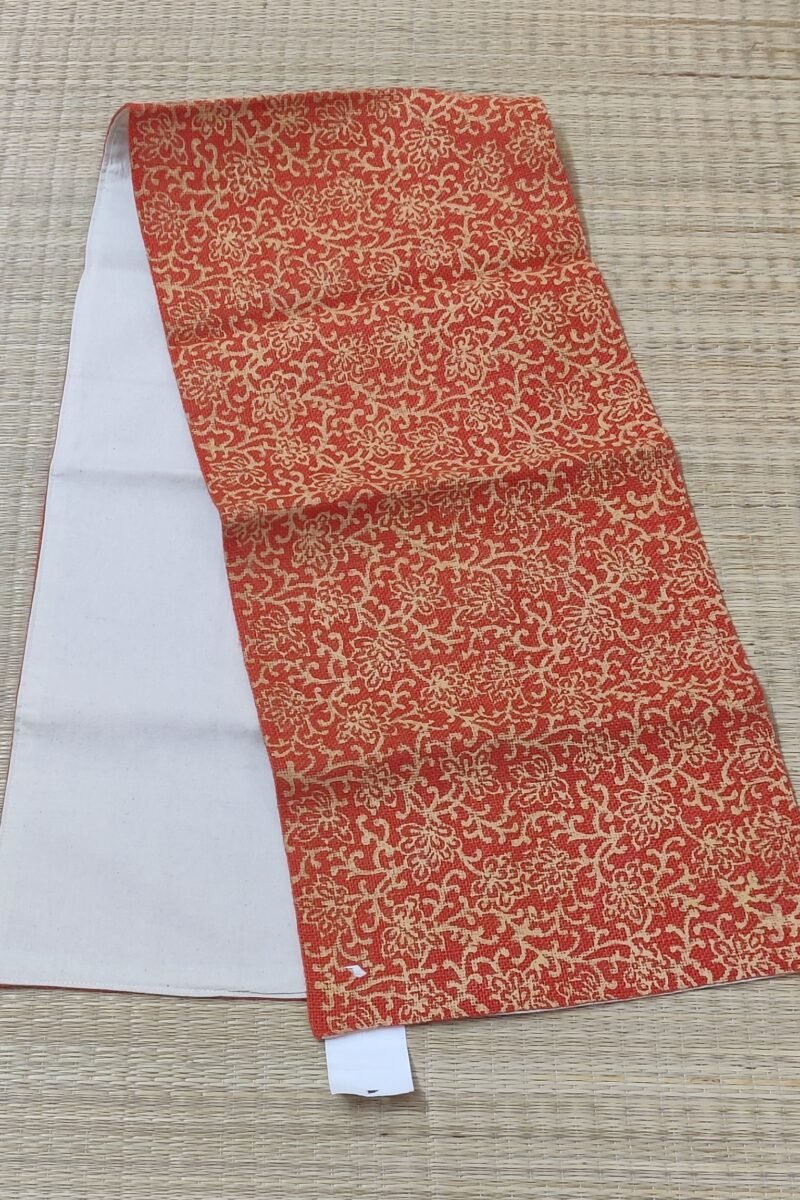 Rustic Runners: Orange with Yellow Artistic Creeper Print Natural Jute Cotton Runner 13.5" X 61" - Image 2