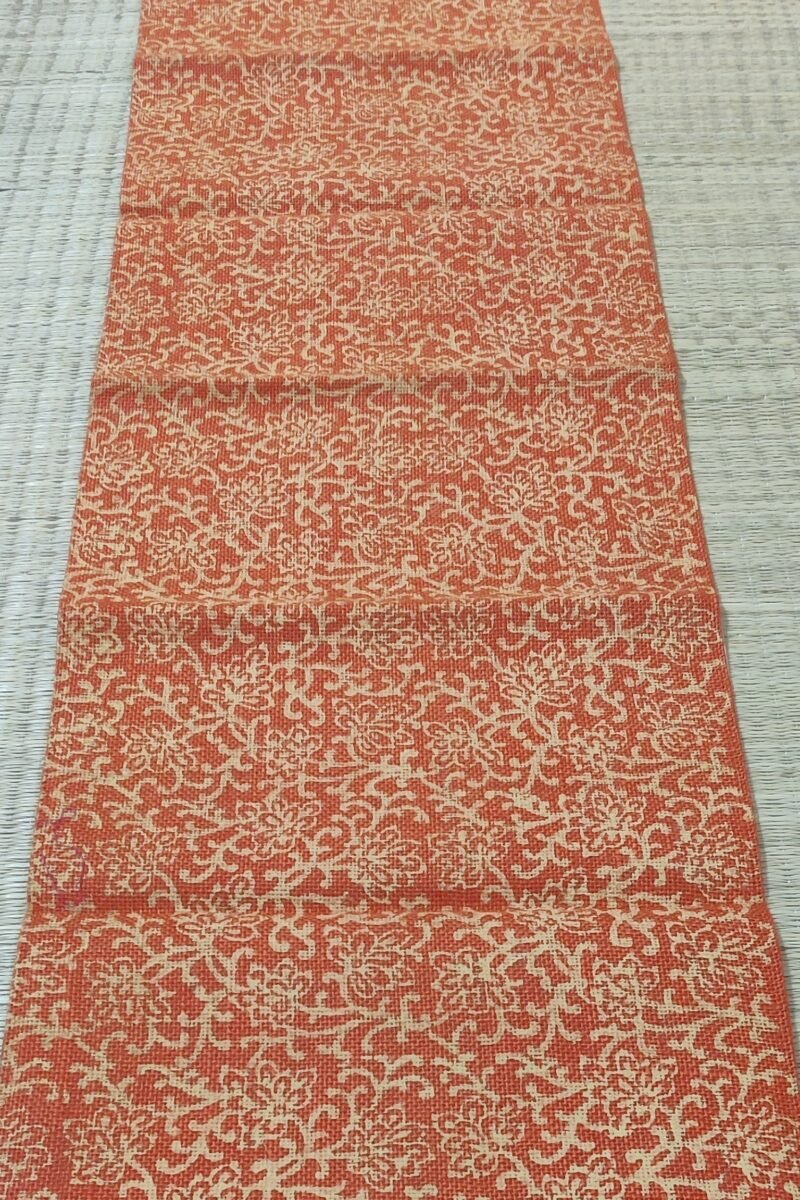 Rustic Runners: Orange with Yellow Artistic Creeper Print Natural Jute Cotton Runner 13.5" X 61" - Image 3