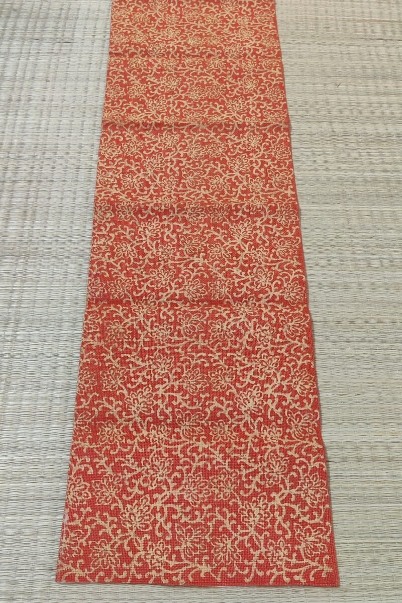 Rustic Runners: Orange with Yellow Artistic Creeper Print Natural Jute Cotton Runner 13.5" X 61" - Image 5