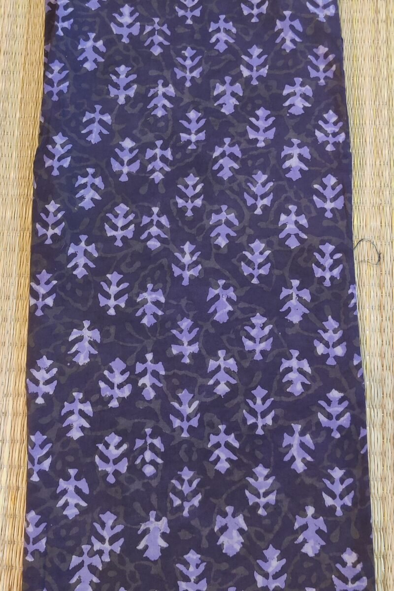 Suit stories - Dark Purple Zigzag Elegance Handblock Mulmul Cotton Suit Set - Image 5