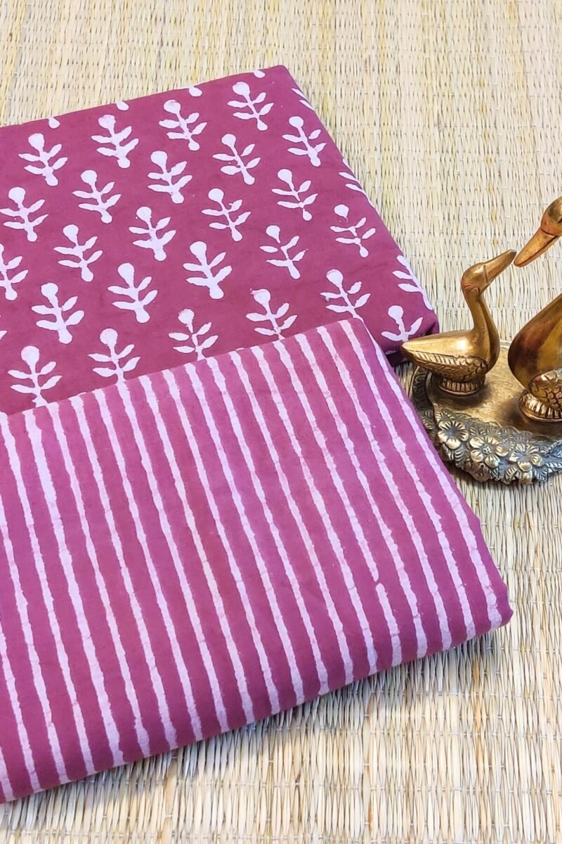 Suit stories - Dark Onion Bud Blooms Handblock Mulmul Cotton Suit Set - Image 3
