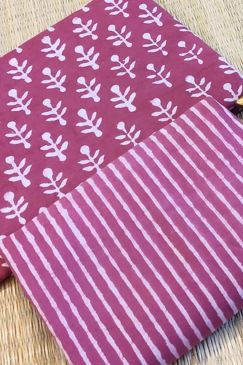 Suit stories - Dark Onion Bud Blooms Handblock Mulmul Cotton Suit Set - Image 4