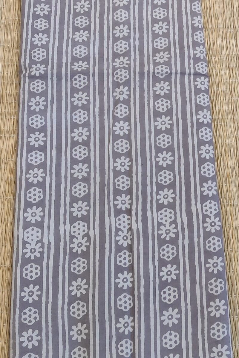 Suit stories - Grey Artistic Charm Handblock Mulmul Cotton Suit Set - Image 6