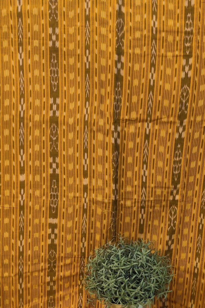 Suit stories - Bright Yellow Ikkat Weave Sambalpuri Cotton Suit Set - Image 3