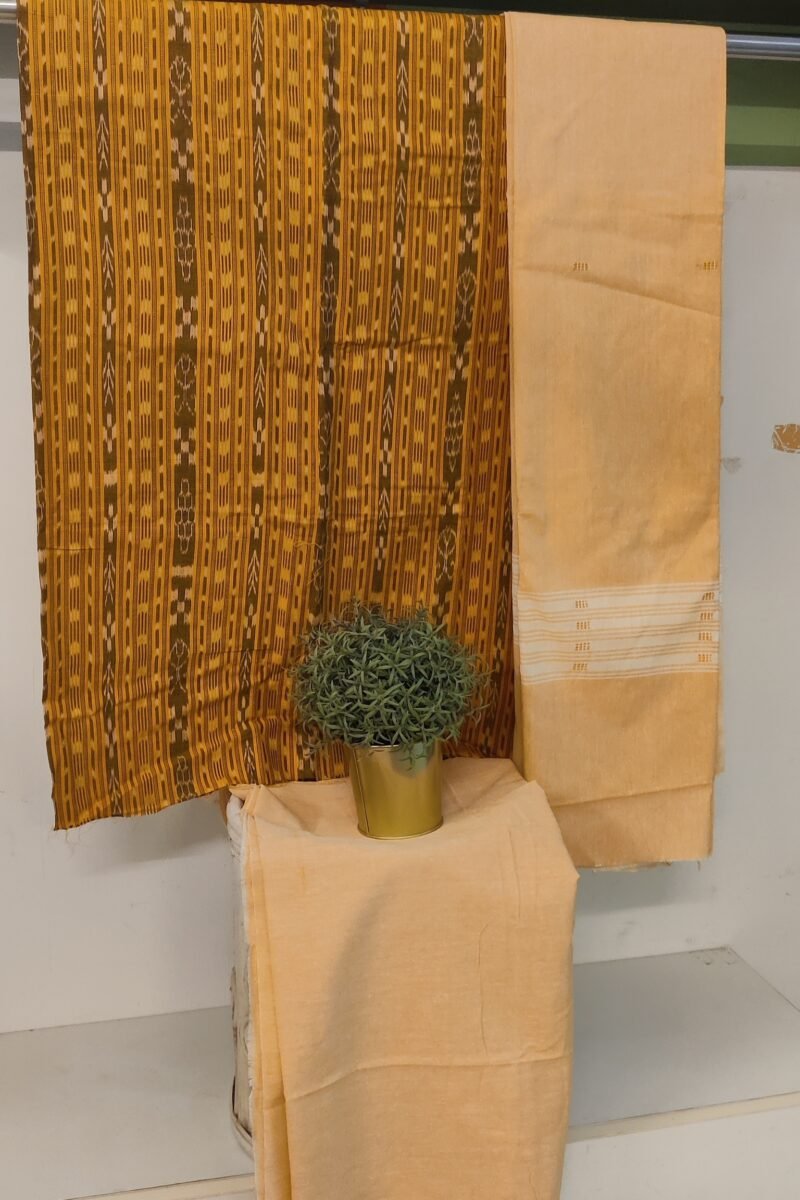 Suit stories - Bright Yellow Ikkat Weave Sambalpuri Cotton Suit Set