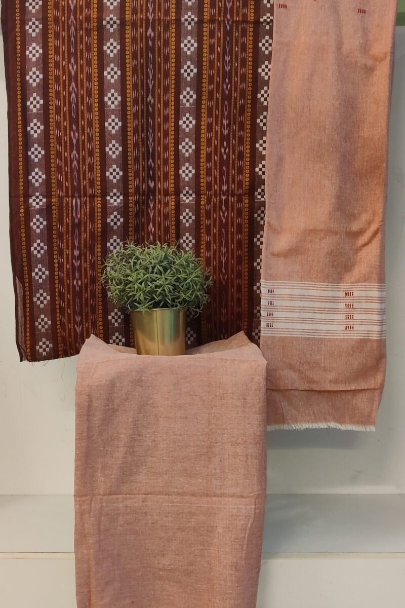 Suit stories - Maroon Ikkat Weave Sambalpuri Cotton Suit Set