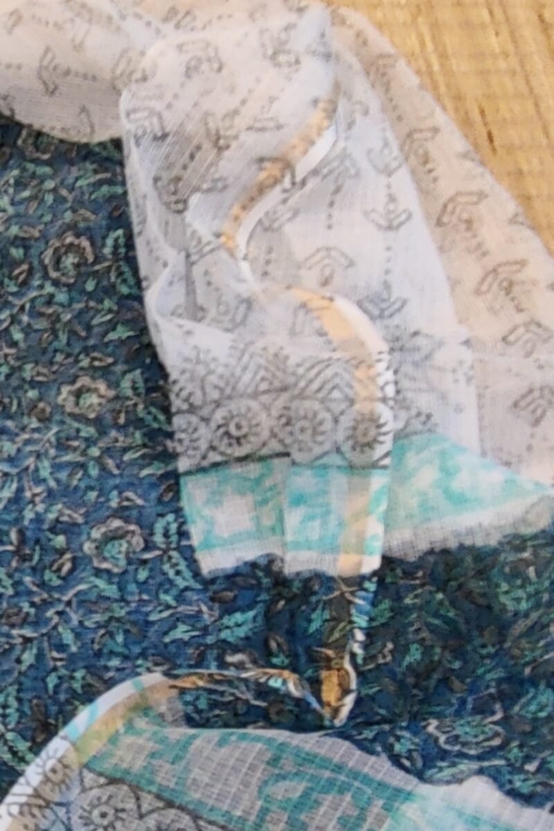 Suit stories - Peacock Blue Floral Creeper Kota Cotton Suit Set - Image 4