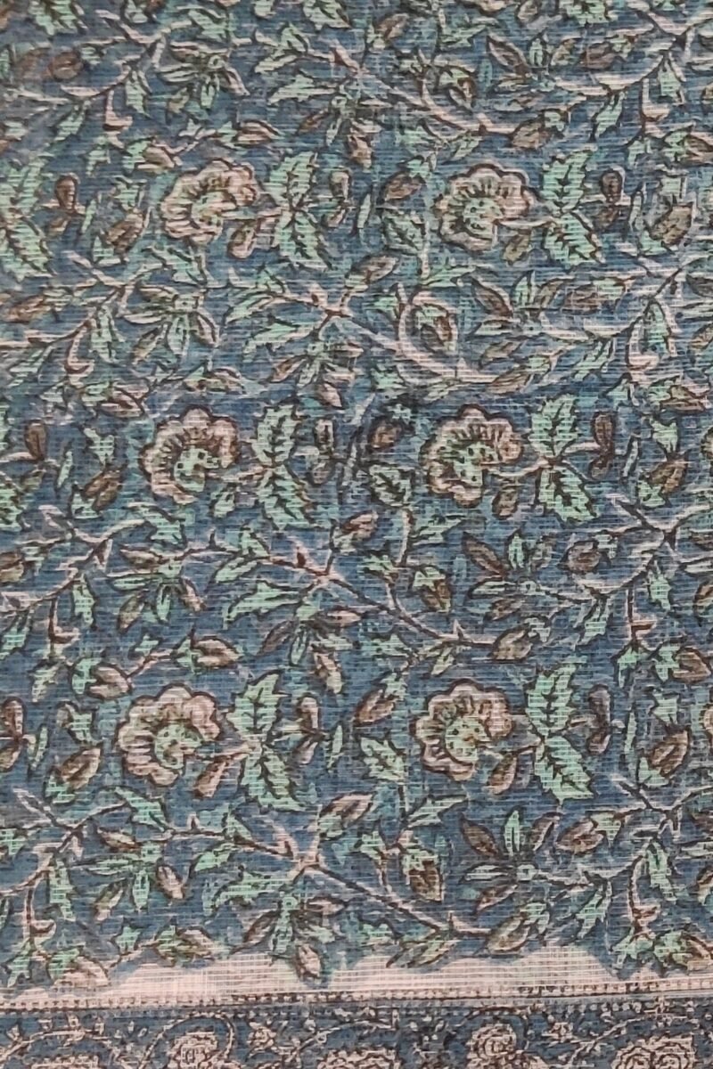 Suit stories - Peacock Blue Floral Creeper Kota Cotton Suit Set - Image 5
