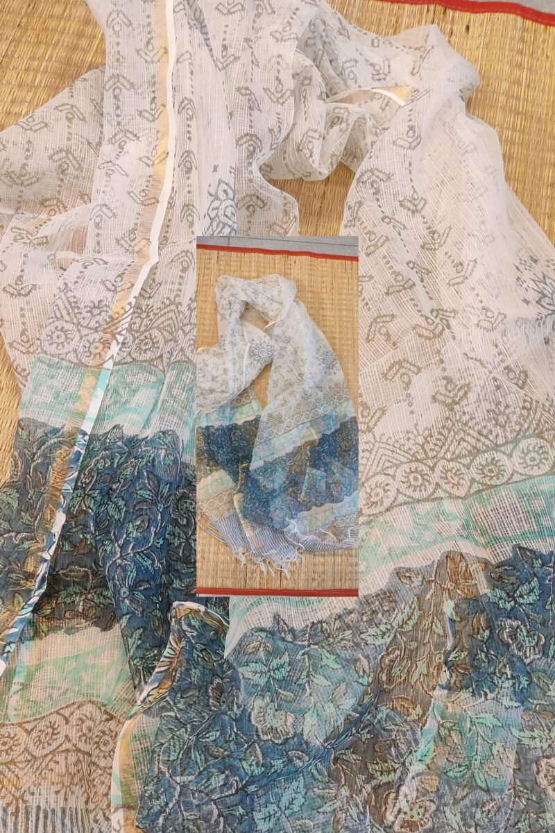 Suit stories - Peacock Blue Floral Creeper Kota Cotton Suit Set - Image 7