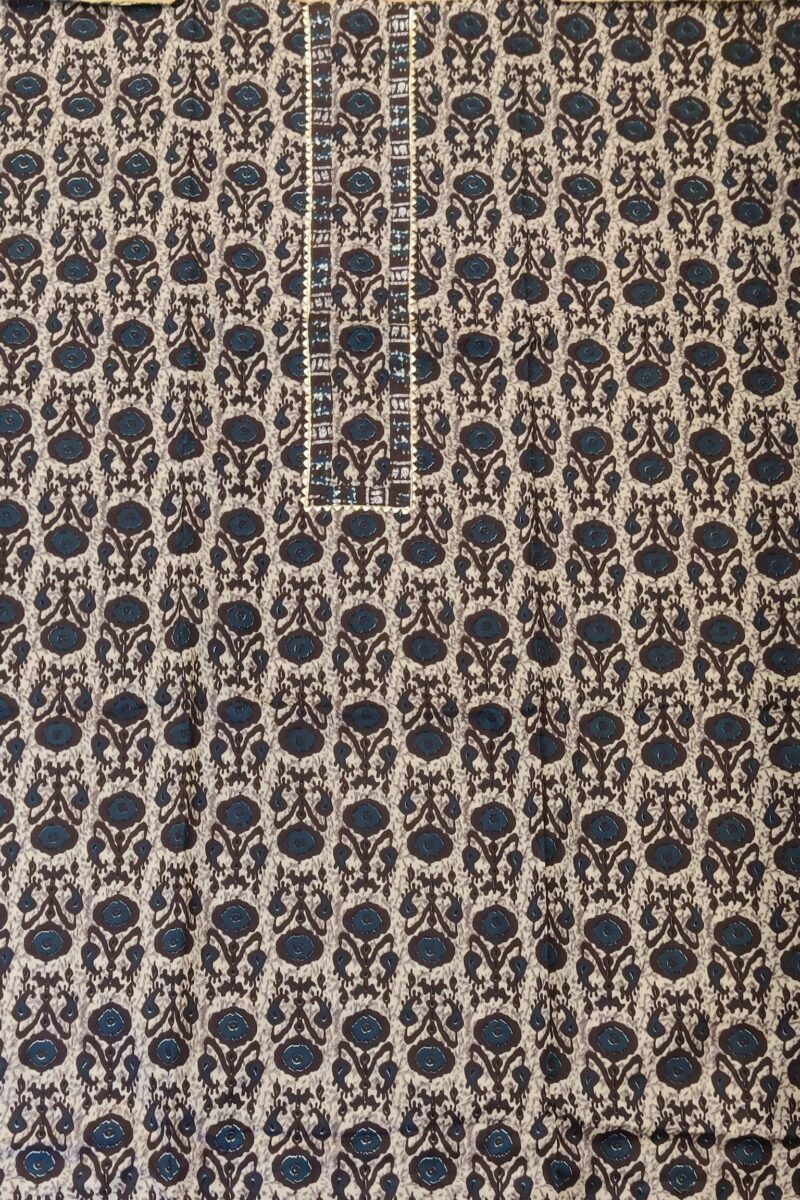 Suit stories - Wine & Blue Geometric Print Mulmul Cotton Suit Set - Image 5