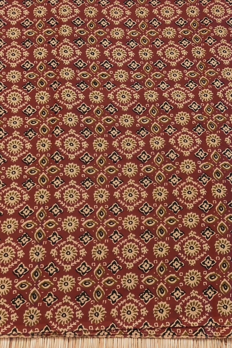 Suit stories - Brown & Cream Floral Mulmul Cotton Suit Set - Image 6