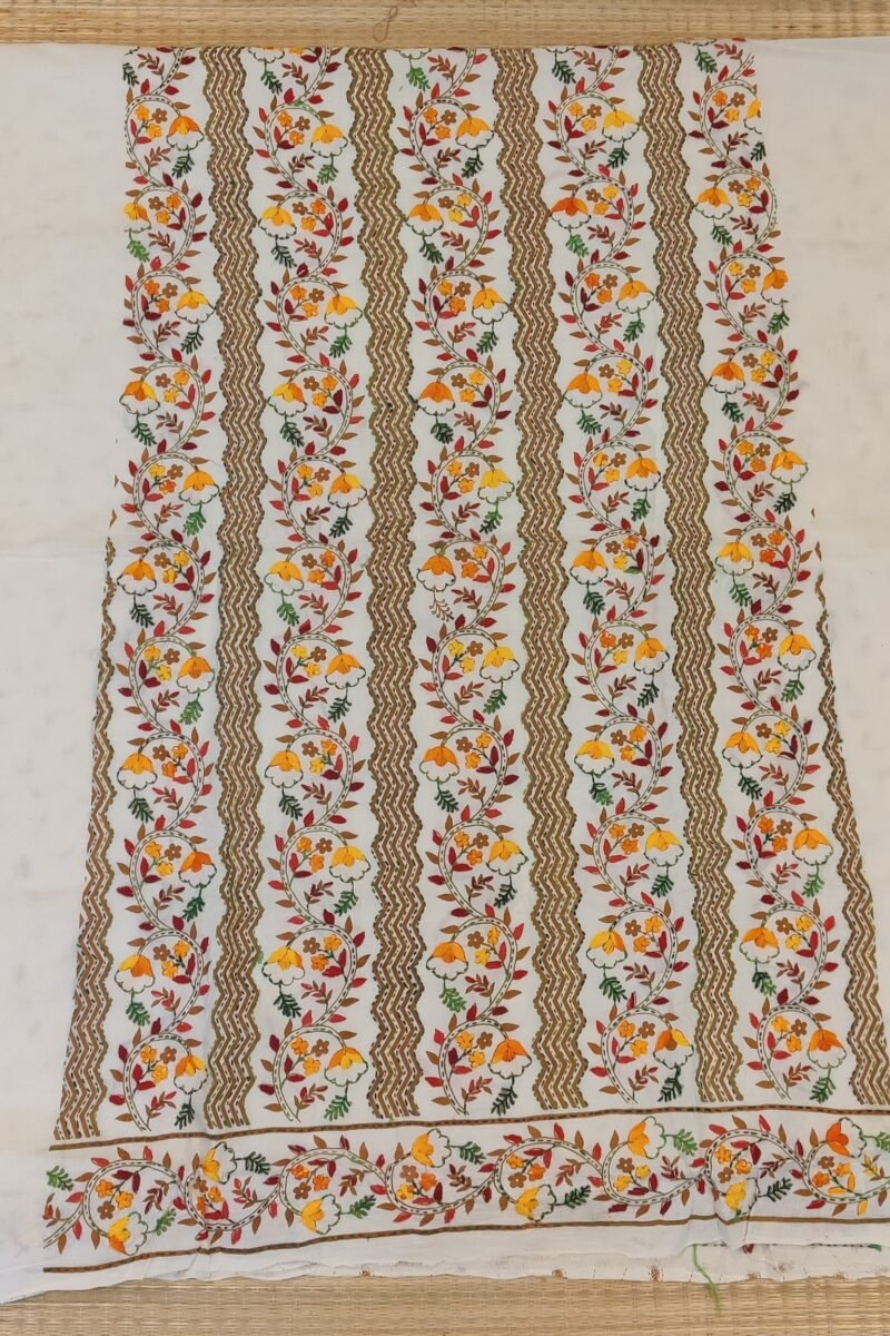 Suit stories - Off-White & Brown Zigzag Kantha Embroidered Cotton Suit Set - Image 7
