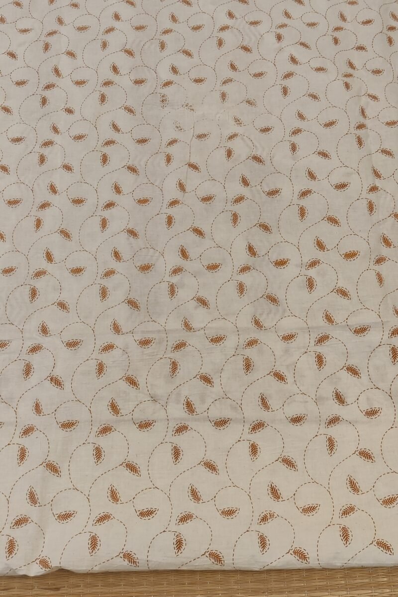 Suit stories - Off-White & Brown Zigzag Kantha Embroidered Cotton Suit Set - Image 9