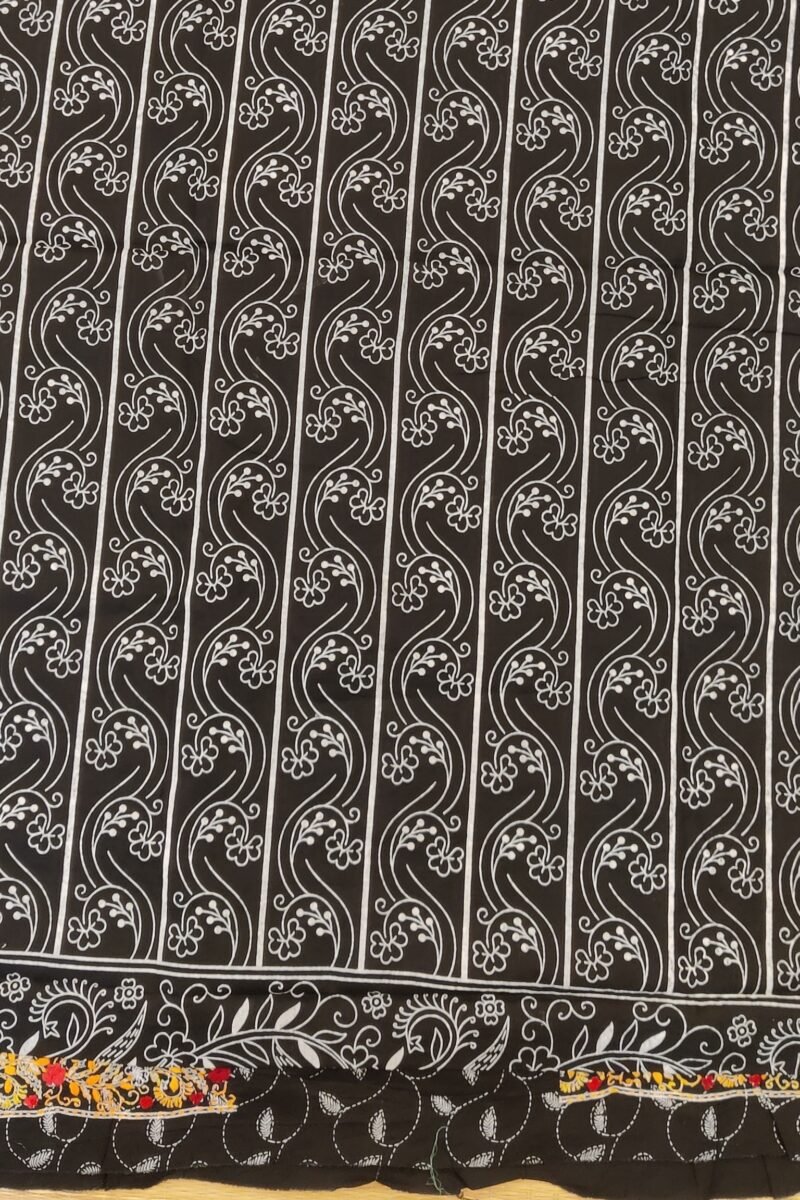 Suit stories - Black & White Twirling Buds Embroidered Cotton Suit Set - Image 7
