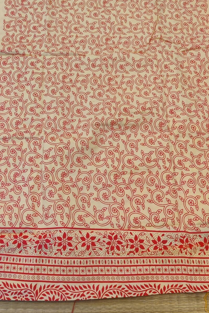 Suit stories - Yellowish Cream & Orange Kantha-Stitched Cotton Suit Set - Image 7
