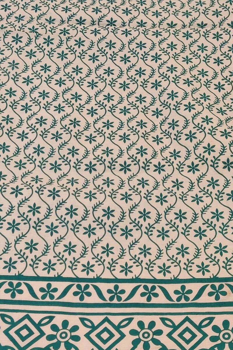 Suit stories - White & Sea Green Meandering Floral Cotton Suit Set - Image 5