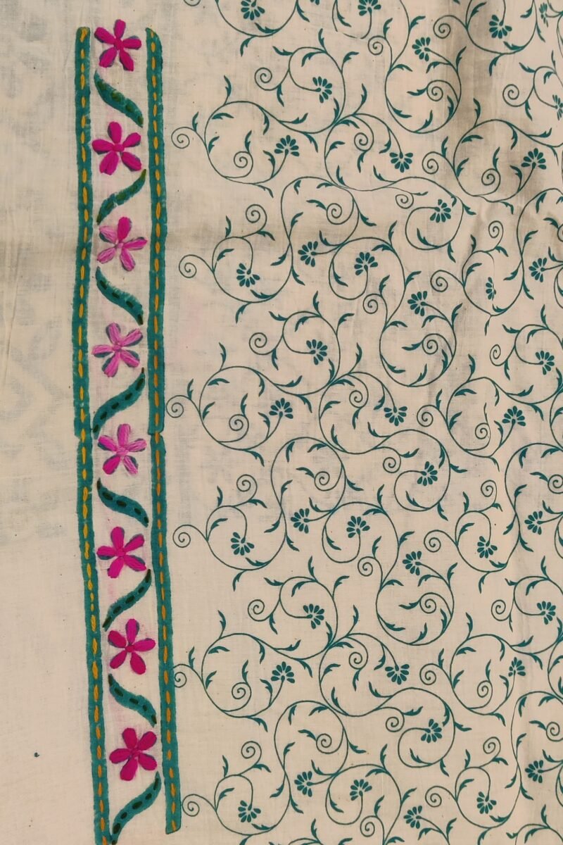 Suit stories - White & Sea Green Meandering Floral Cotton Suit Set - Image 6