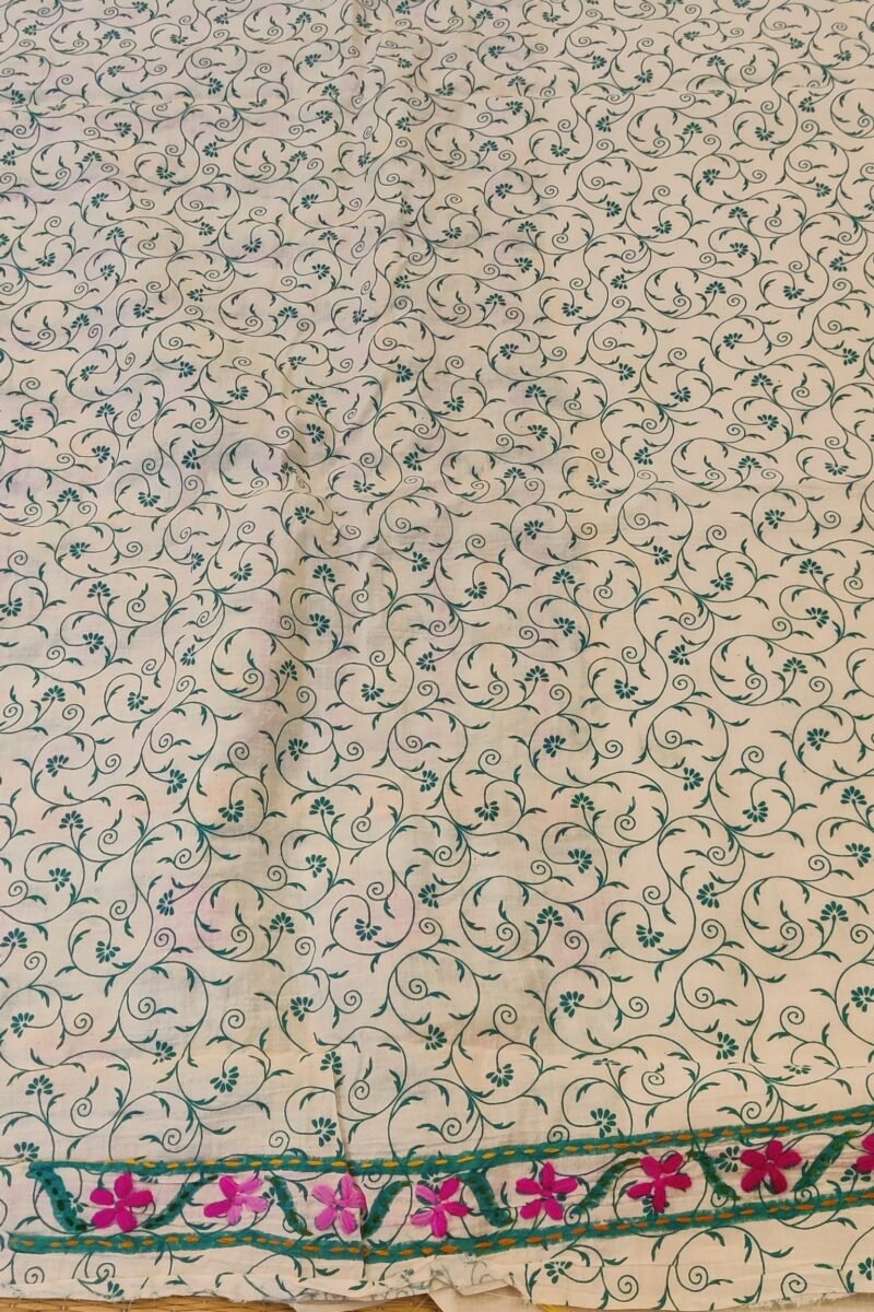 Suit stories - White & Sea Green Meandering Floral Cotton Suit Set - Image 7