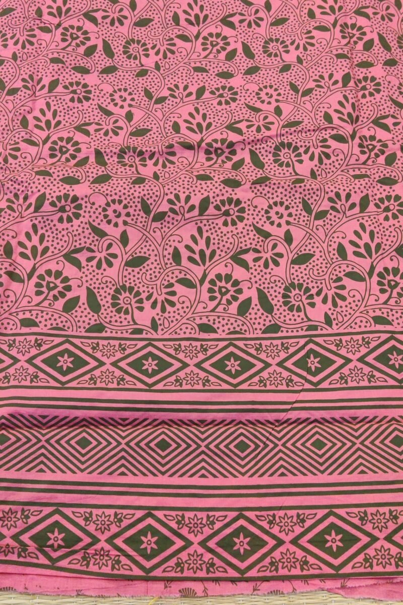 Suit stories - Pink & Green Folk-Floral Embroidered Cotton Suit Set - Image 5