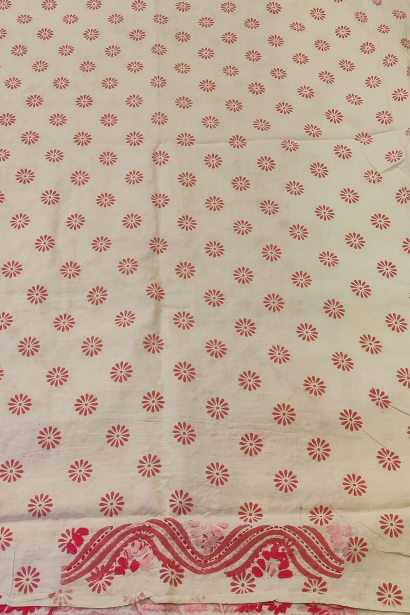 Suit stories - White & Pink Cross-Stitch Floral Cotton Suit Set - Image 4