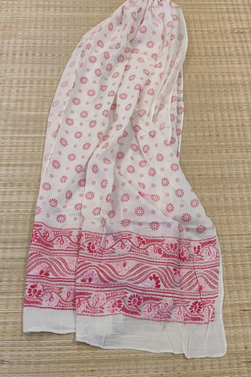 Suit stories - White & Pink Cross-Stitch Floral Cotton Suit Set - Image 6
