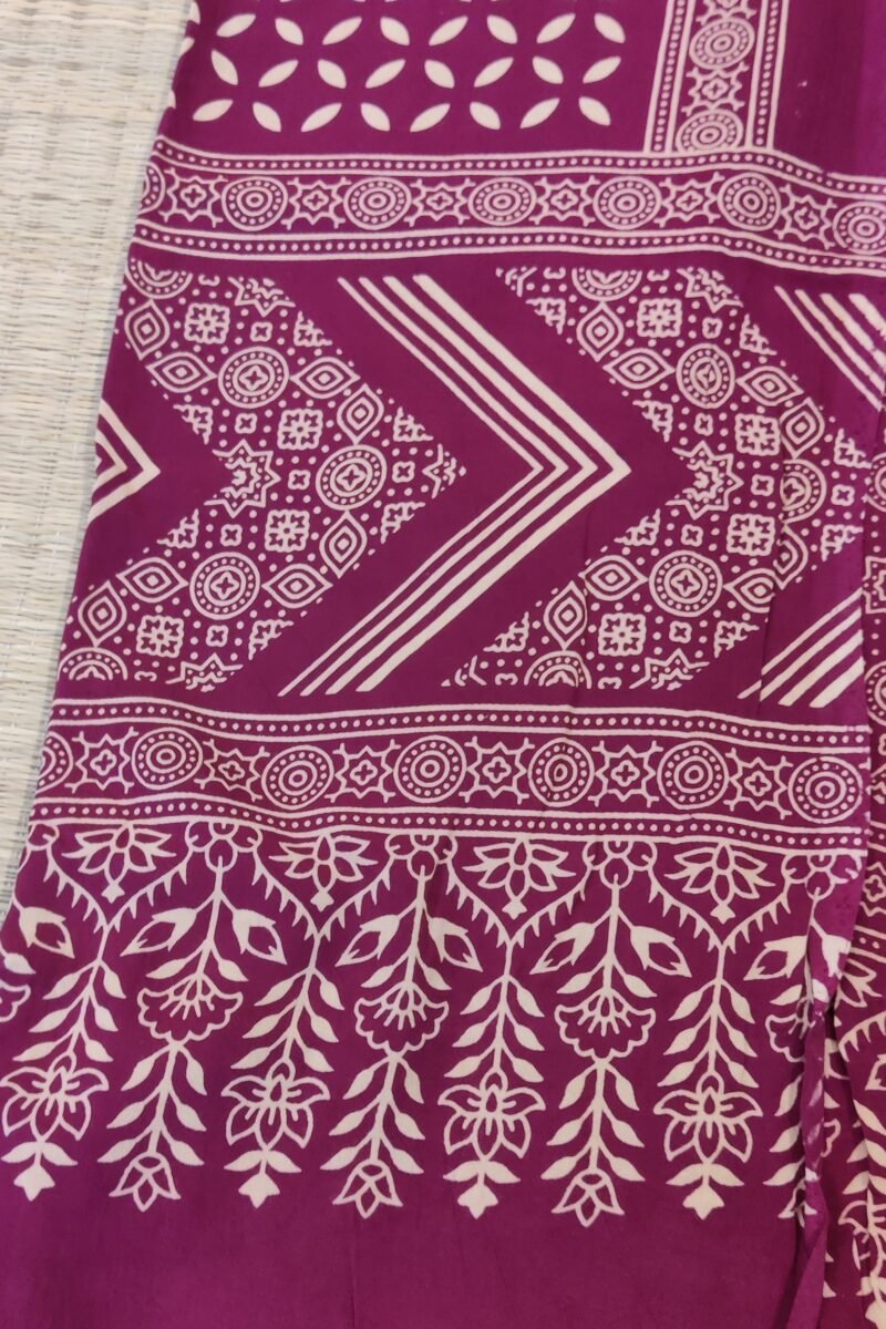 Dreamy Drapes - Wine Petal & Circle Motif Ajrakh Cotton Silk Dupatta - Image 8