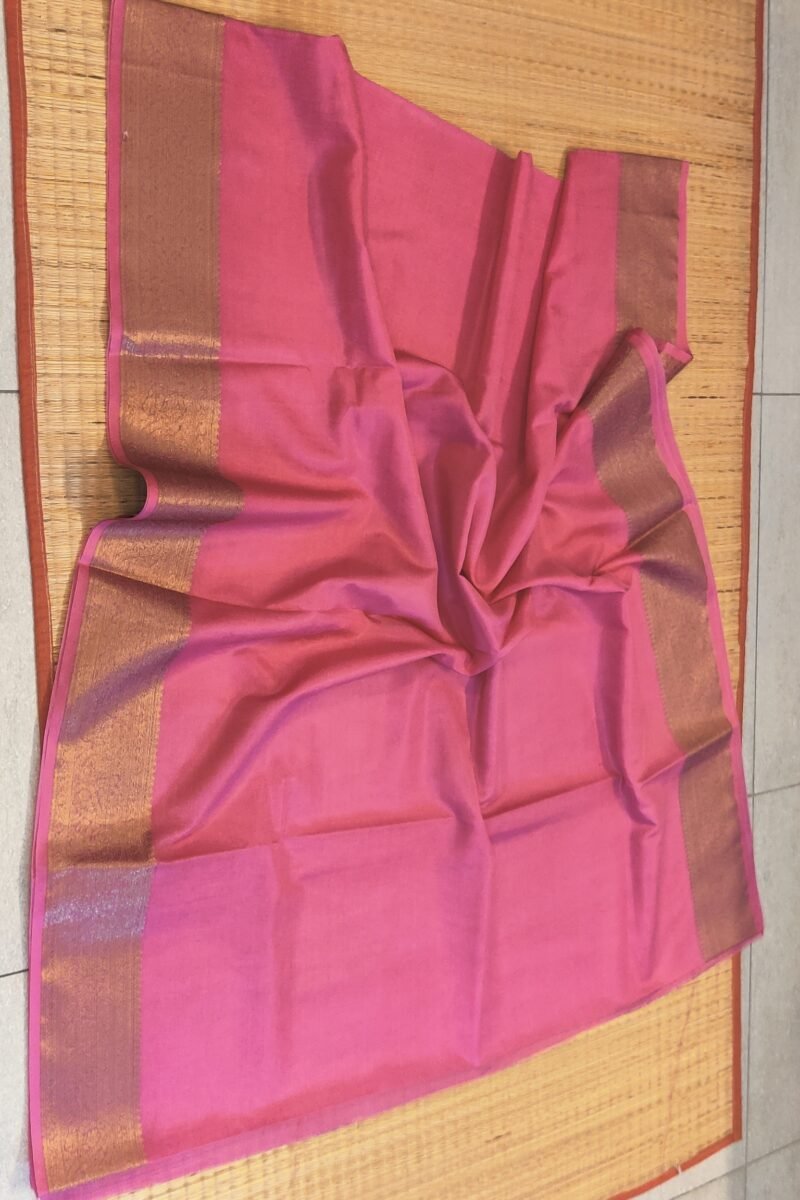 Banarasi Bloom: Light Pink Khadi Silk Saree with Muted Gold Karwa Banarasi Border - Image 5