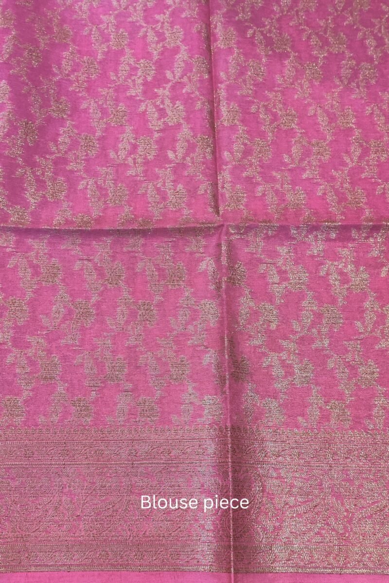 Banarasi Bloom: Light Pink Khadi Silk Saree with Muted Gold Karwa Banarasi Border - Image 8