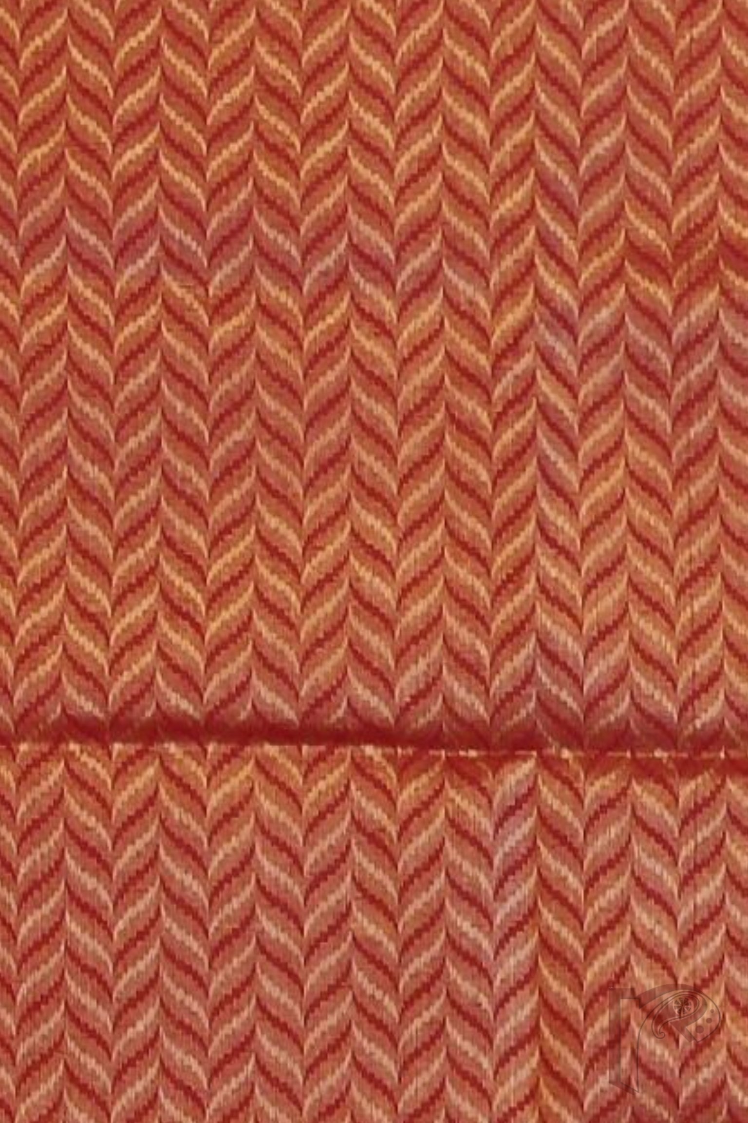 Red Cotton Blouse with Artistic Gold-Yellow Motifs – Unstitched Blouse Piece - Image 3