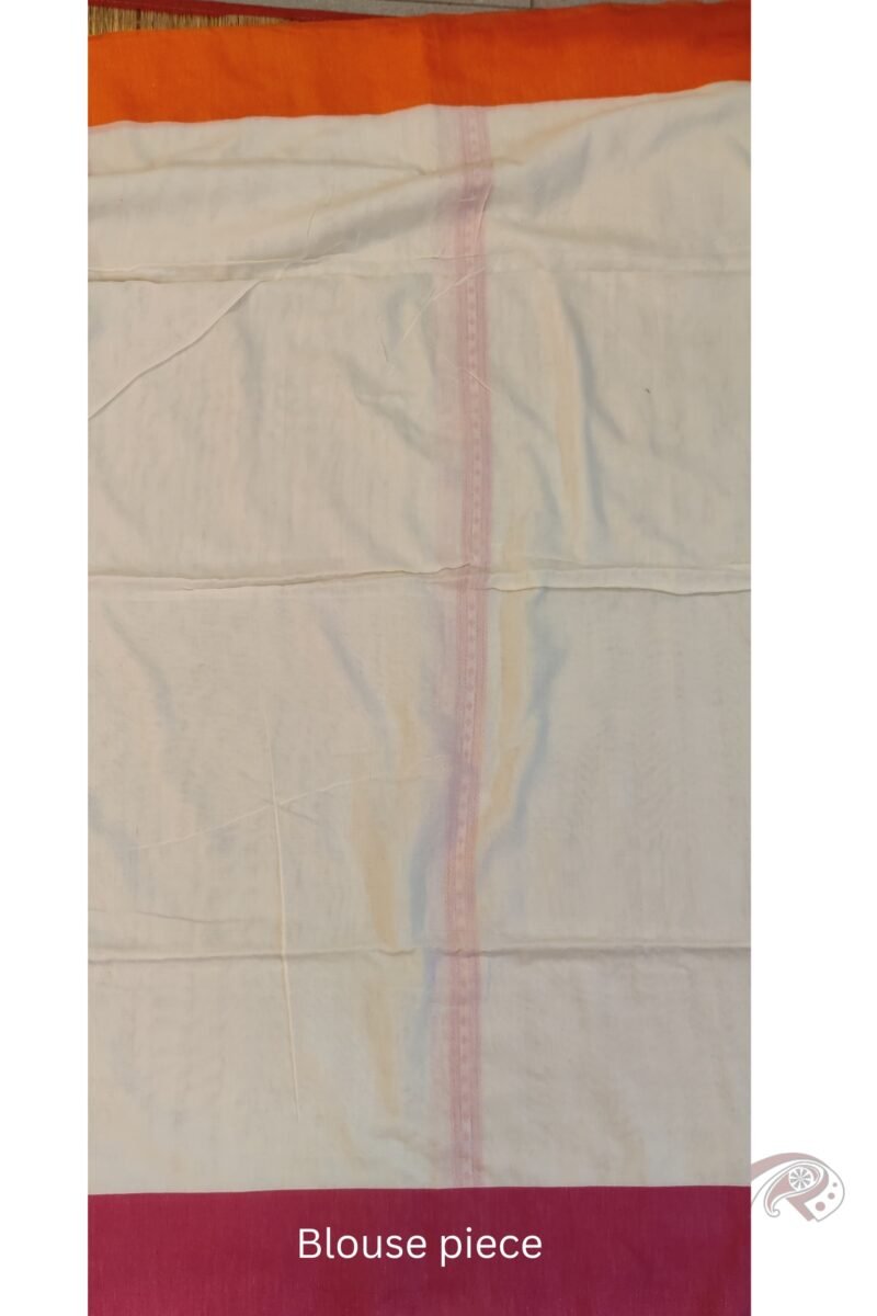 Cotton Chronicles: White Chiffon‑Weave Geometric Mercerized Cotton Saree - Image 10