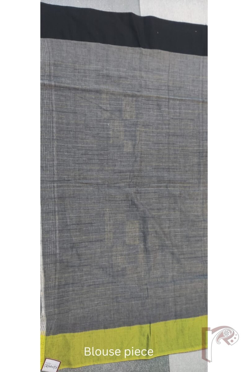 Cotton Chronicles: Cream Dual‑Border Asymmetrical Mercerized Saree - Image 10