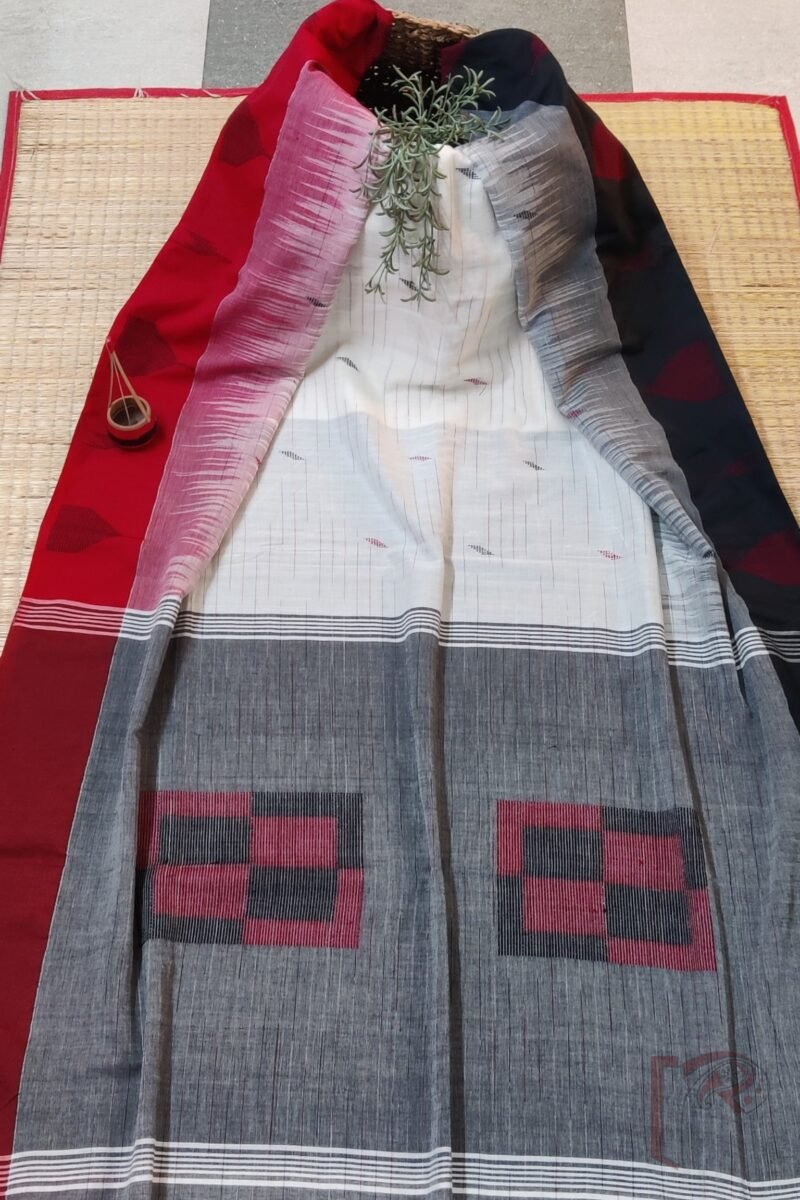 Cotton Chronicles: Off‑White Double‑Border Mercerized Cotton Saree - Image 3