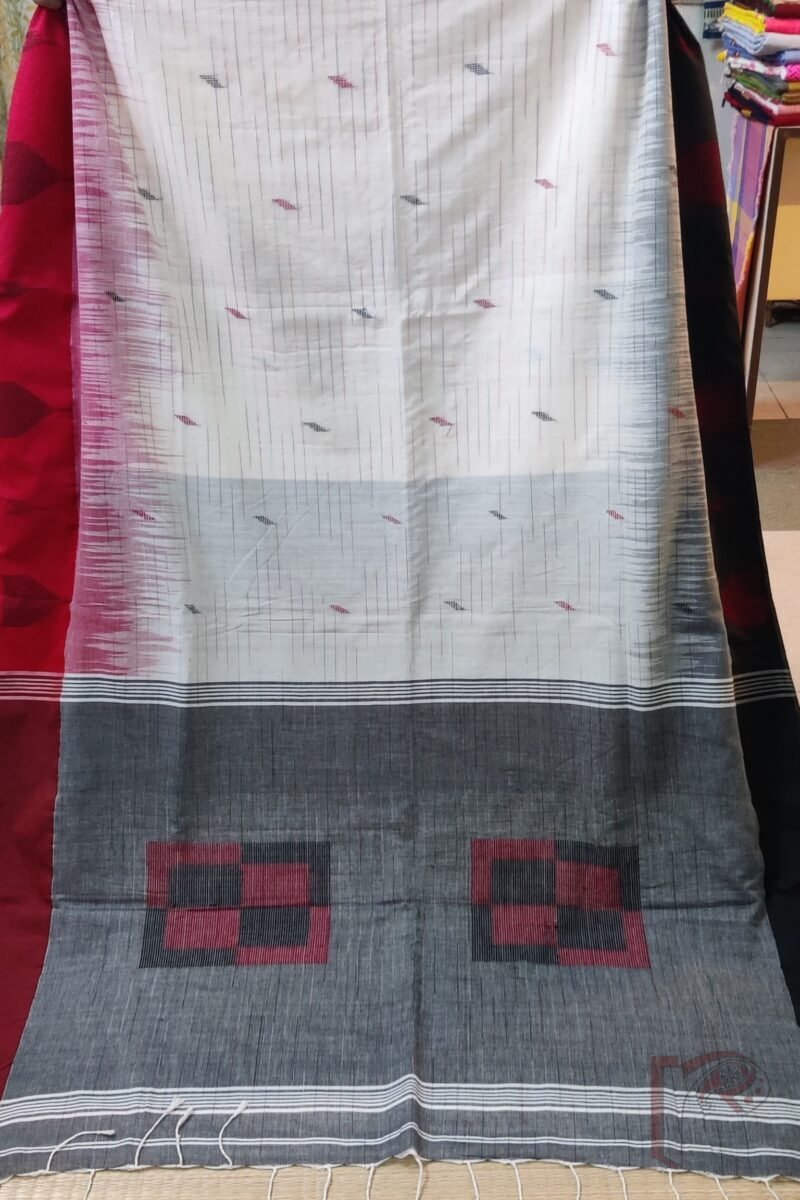 Cotton Chronicles: Off‑White Double‑Border Mercerized Cotton Saree - Image 6