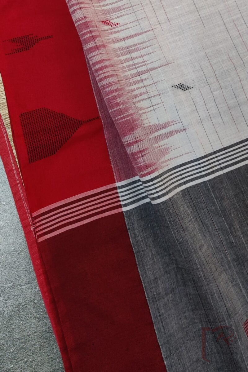 Cotton Chronicles: Off‑White Double‑Border Mercerized Cotton Saree - Image 7