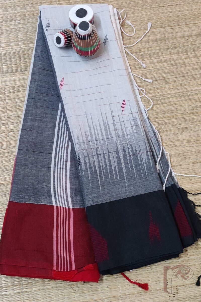 Cotton Chronicles: Off‑White Double‑Border Mercerized Cotton Saree