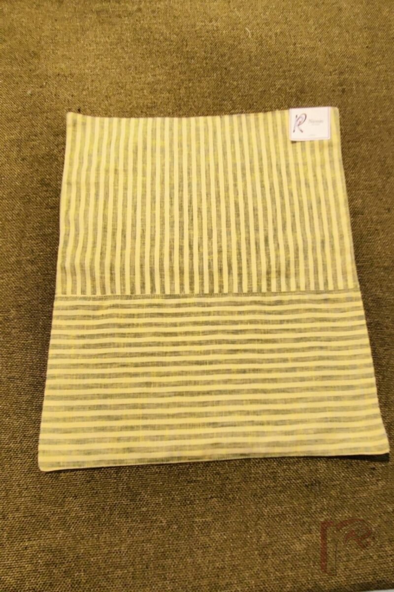 Rustic Runners - Lemon Yellow and Green Pinstripe Cotton Linen Table Runner Set – 6 Mats and 1 Runner - Image 7