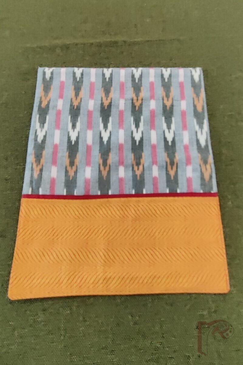 Rustic Runners - Orange and Dull Green Mangalgiri Cotton Table Runner Set with Red Ikat Detail – 6 Mats and 1 Runner - Image 5