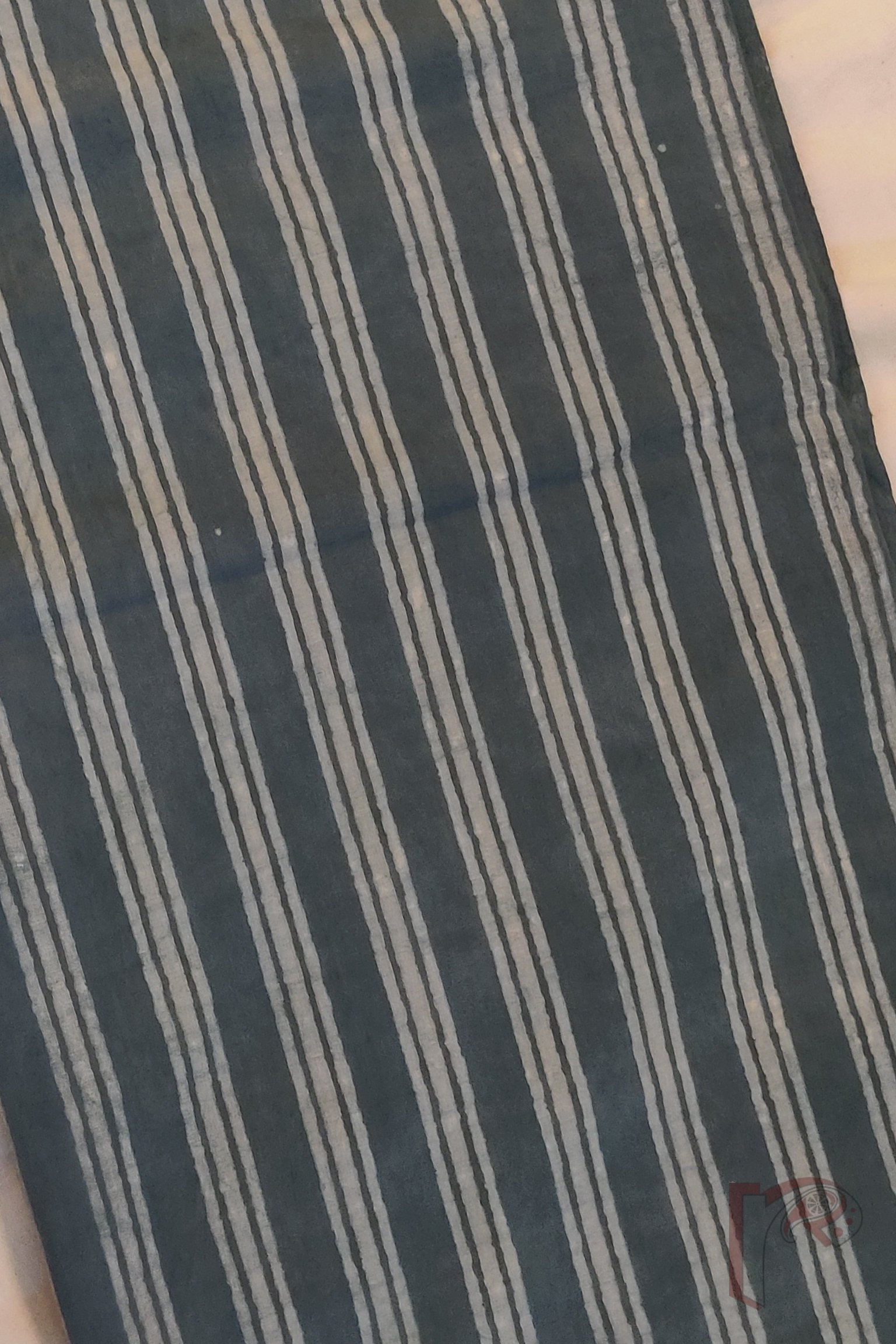 Suit stories – Bird Blue-Grey Mulmul Suit with Leaf Kurta and Triple Pinstripe Bottom - Image 5